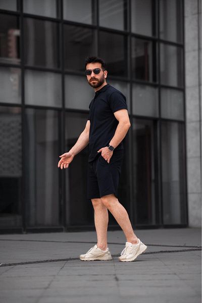 LUPERCUS MEN'S BLACK SET WITH SHORTS
