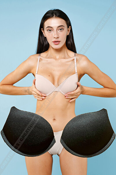 Greathings Mayo & Bikini Için Double Dolgu Push Up Siyah Renk Göğüs Dolgusu P...