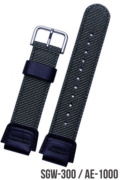 COBRA حزام ساعة من القماش باللون الأسود متوافق مع ساعة Casio Sgw300 / Casio Ae1000