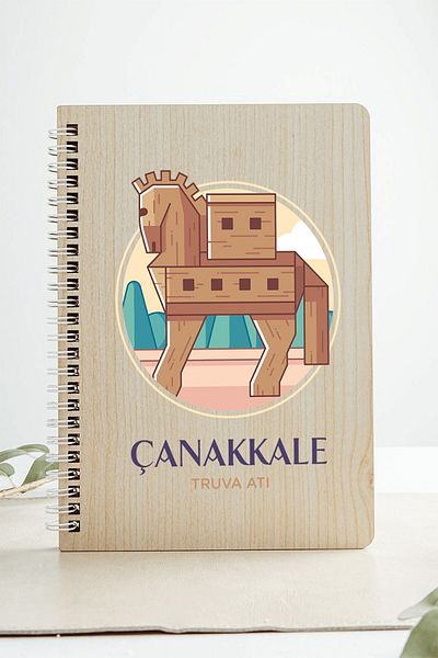 SaltanArt Δώρο ειδικής σχεδίασης Τράβα Τράβα Σχέδιο Πόλης Ξύλινο Εξώφυλλο Σημειωματάριο Kraft Χαρτί Kraft