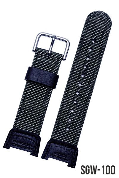 COBRA حزام ساعة من القماش باللون الأسود متوافق مع ساعة Casio Sgw100