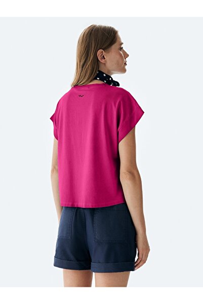 Ltb Μωβ μπλουζάκι με λαιμόκοψη με λαιμόκοψη