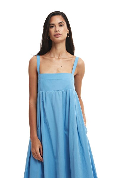 Quzu Strappy Long Dress Blue