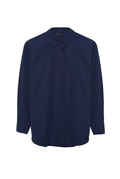 Quzu Πουκάμισο Oversize Navy Blue