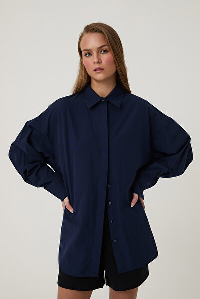 Quzu Сорочка оверсайз синя