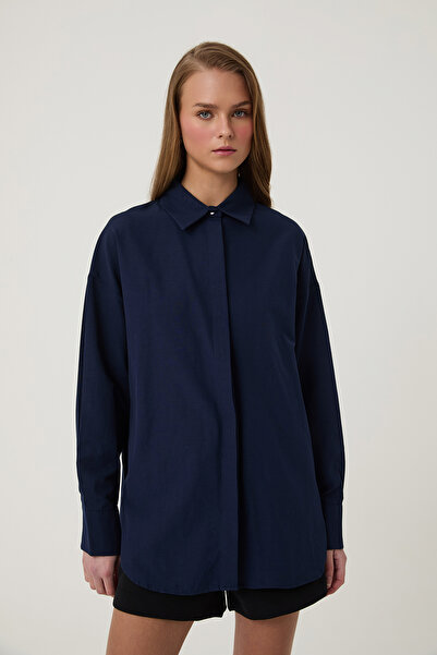 Quzu Сорочка оверсайз синя