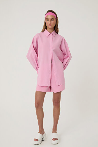 Quzu Oversize Gömlek Pembe