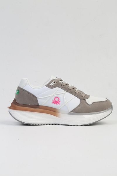 Benetton ®   Imported White Gray Women's Sneakers Bni-10044