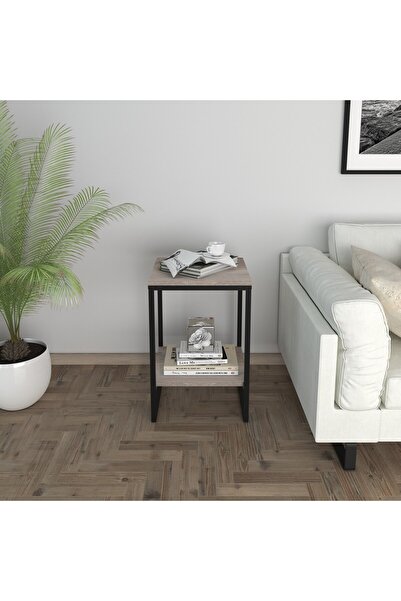 Rafevi Mela Yan Sehpa (Sonomo Ceviz - Siyah)