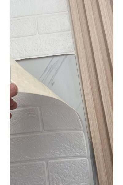 Renkli Duvarlar 70x70cm 1 Adet Yapışkanlı Dekoratif Tuğla Desen Beyaz Tezgah Arası Salon Duvar Kağıdı Paneli NW168