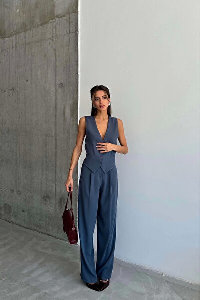 Eka Γυναικείο παντελόνι Indigo Palazzo 1017-0001