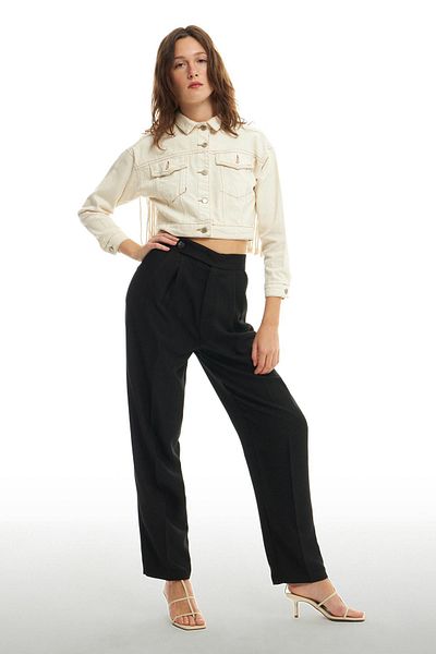 Quzu Double Pleated Trousers Black