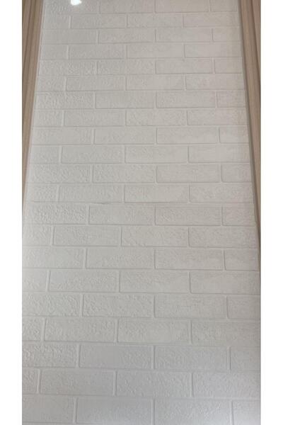 Renkli Duvarlar 70x70cm 1 Adet Yapışkanlı Dekoratif Tuğla Desen Beyaz Tezgah Arası Salon Duvar Kağıdı Paneli NW168