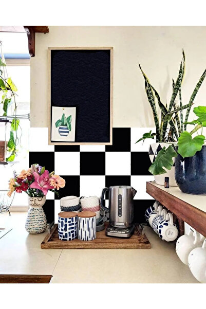 Renkli Duvarlar Siyah Parlak 30X30cm  Kendinden Yapışkanlı Duvar Paneli WC Banyo Mutfak Yenileme Ürünü