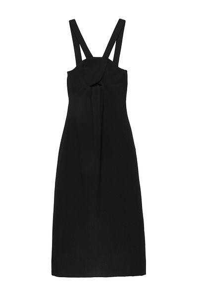 Quzu Midi Dress with Cross Back Straps Black
