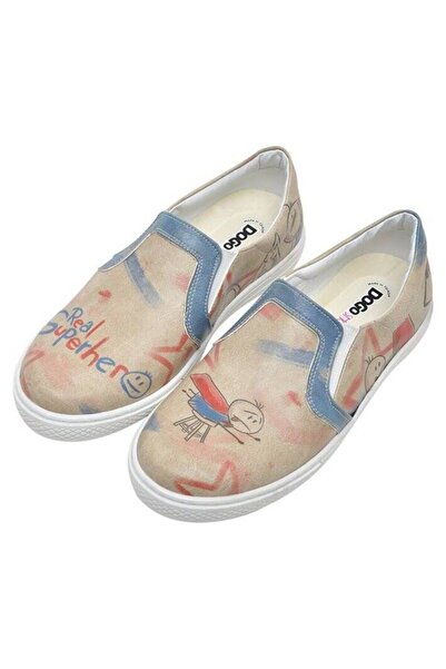 Dogo Kids Vegan Leather Beige Laceless Sneakers - Superhero Boys Design