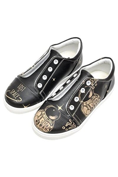 Dogo Kids Vegan Leather Black Laceless Sneakers - Can't Find A Way Design