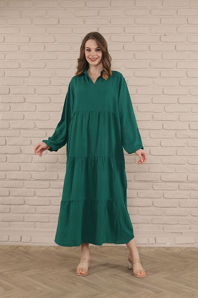 mervemoda Women's long sleeve plus size woven dress