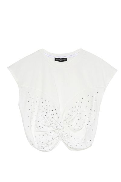 Quzu Tricou fără mâneci cu noduri Ecru