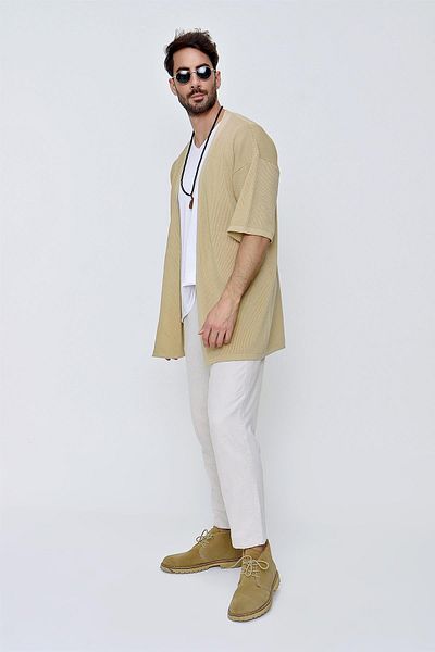 CHUBA Ανδρικό πλεκτό με άνετη εφαρμογή Kimono Brown 22sm211
