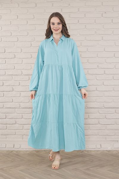 mervemoda Γυναικείο μακρυμάνικο υφαντό φόρεμα plus size