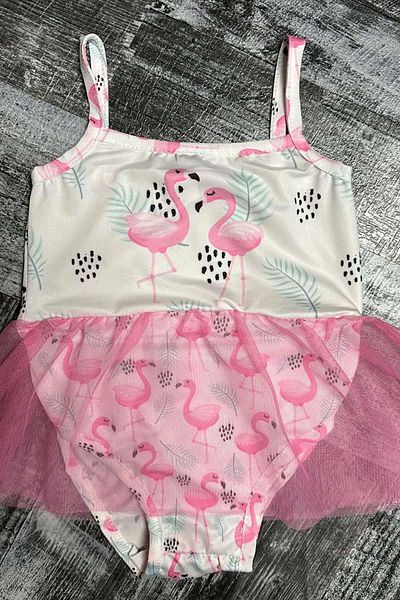 Riccotarz Κοριτσίστικο μαγιό με σχέδιο Flamingo ροζ τούλι