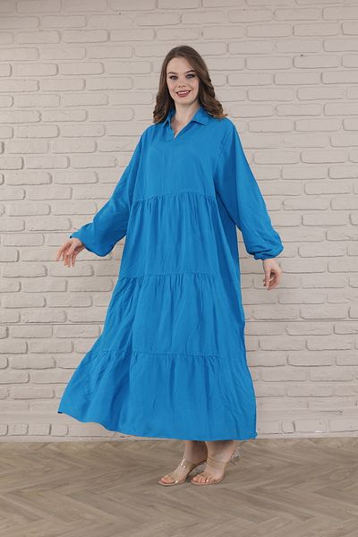 mervemoda Γυναικείο μακρυμάνικο συν μέγεθος υφαντό φόρεμα