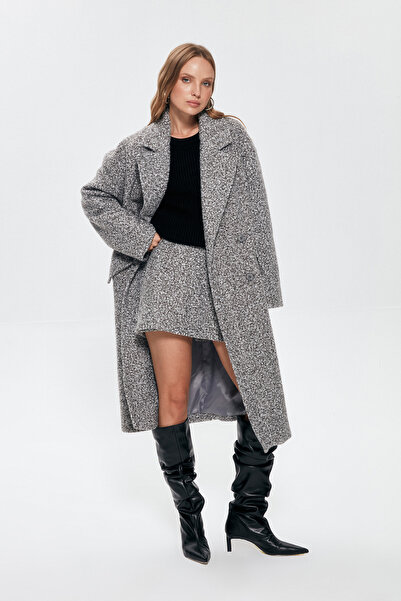 Quzu Melted Oversize Coat Anthracite