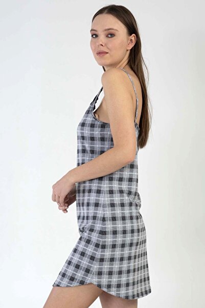 VİENETTA Women's Thin Strap Gray Melange Nightgown C6T4N3112