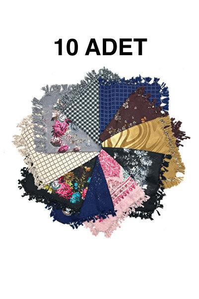 nazipek 10'lu Set Pamuklu Karışık Desen Büyük Boy Boncuklu Yazma Yumuşak Dokulu Eşarp 110x110 Hediyelik