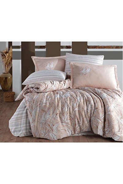 Clasy طقم غطاء لحاف مزدوج من الساتان القطني 100% Palmira V1 بيج