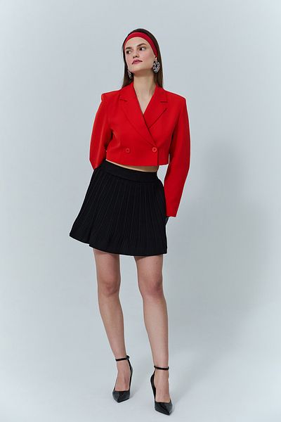 Quzu Fustă mini cu talie elastică cu pliuri, neagră