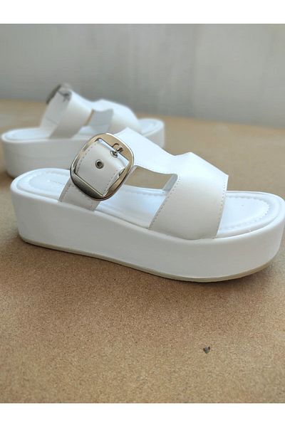 L&L High Platform Sole White Daily Women's Slippers
