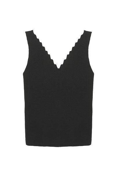 Quzu Thick Strap V-Neck Knitwear Black