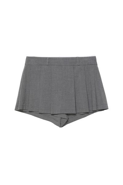 Quzu Boxer Detailed Pleated Shorts Skirt Dark Gray