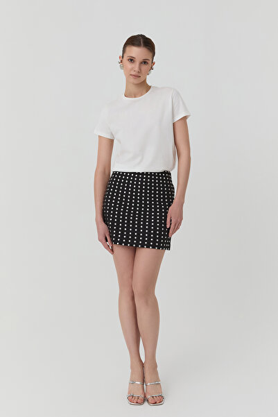 Quzu Трок Детальна міні-спідниця чорна