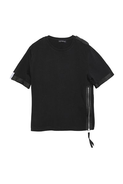 Quzu Μπλουζάκι με φερμουάρ με λεπτομέρεια Crew Neck Μαύρο