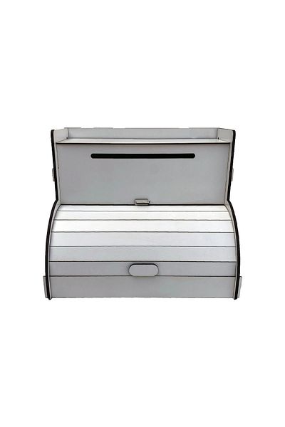 dehaberk White Wooden Bread Box - Bread Storage Cabinet with Lid, Bread Box