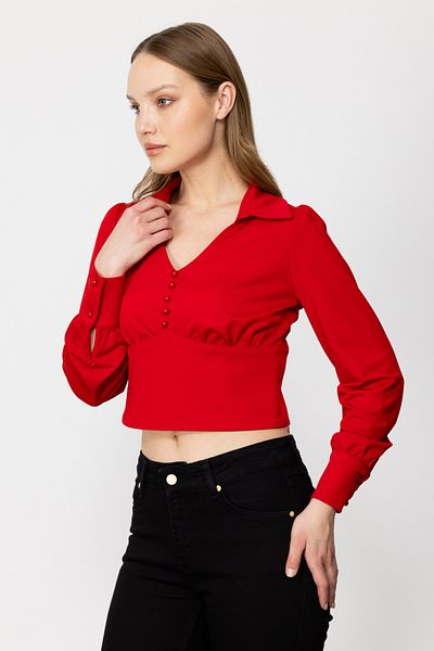 Ekol Bluză crop cu guler de cămașă