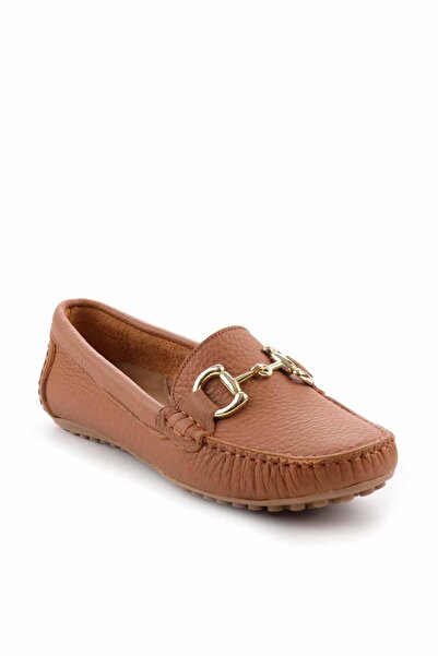 PATRON SHOES Hakiki Deri Oval Burunlu Toka Detay Kadın Babet