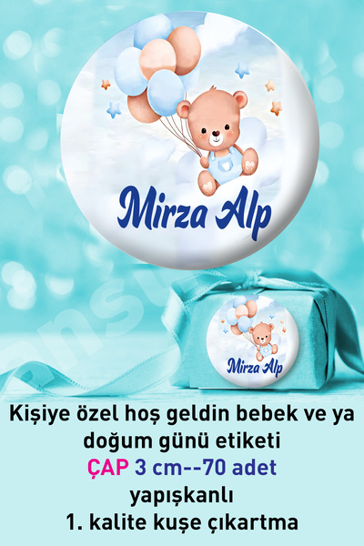 Dijital Baskılı Ürünler Kişiye Özel Doğum Günü Ve Ya Hoş Geldin Bebek Etiketi...