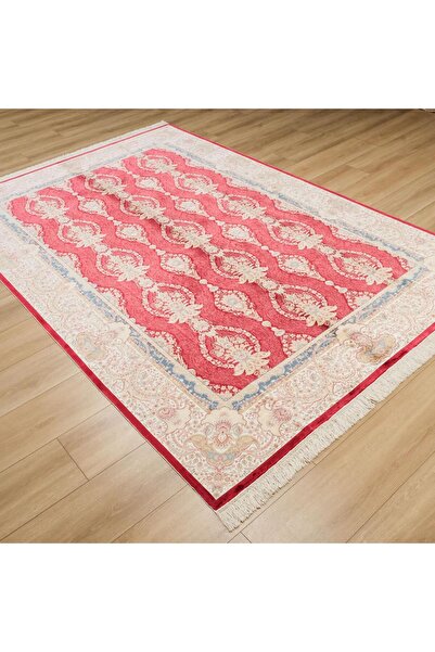 Halıcızade Makine Dokuma ipek Çerçeve Desenli Kırmızı Halı