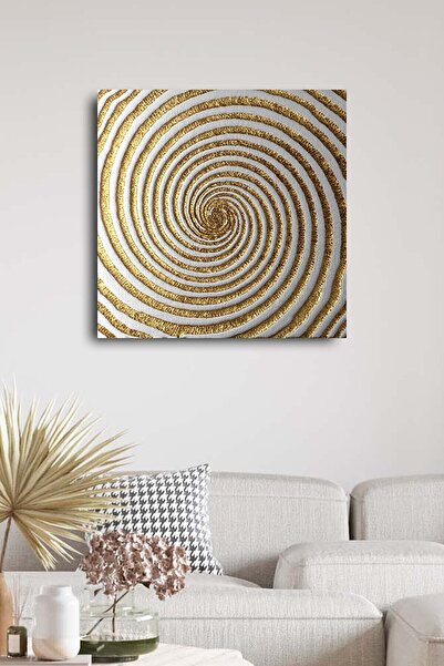 Şehzat Kanvas Tablo Baskılı Modern Soyut Altın Renkli Şekiller Ev Ofis Otel D...