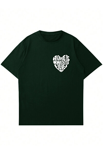 Ginevra Unisex okrugla kragna Dom gde je srce Štampano Oversize kroj T-shirt