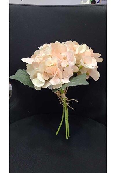 esdekor Artificial Flower Hydrangea Hydrangea Bundle X3 Leaves 39cm Peach Dec...