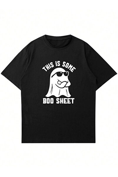 Ginevra Tricou oversize unisex cu decolteu rotund cu imprimeu Boo