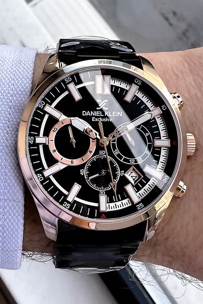 Daniel Klein Men's Wristwatch 3 Atm Waterproof Black Steel Cord Bracelet Dker2032c2