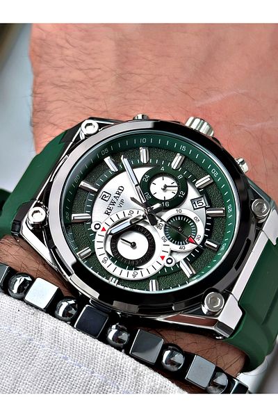 Reward Black Silicone Men's Wristwatch - Stylish Sports String, Bracelet Gift