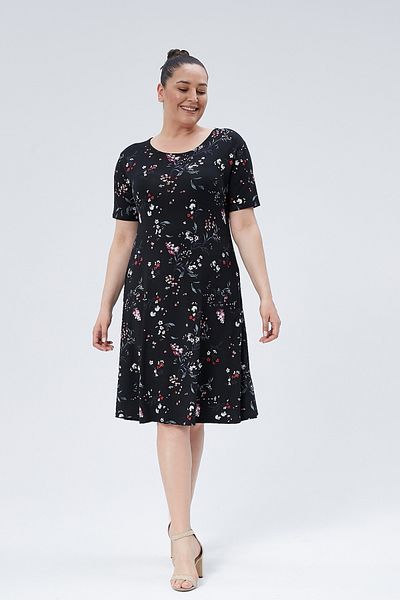 BEĞENDİM Floral Patterned Viscose Basic Short Sleeve Dress
