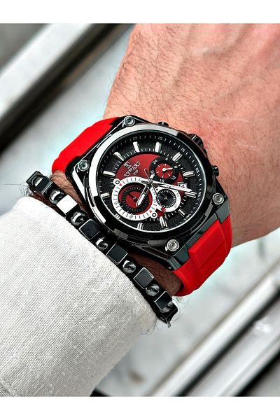 Reward Black Silicone Men's Wristwatch - Stylish Sports String, Bracelet Gift